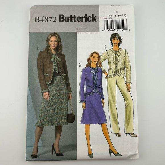 Butterick Other - 2 for 22$ 🧵 BUTTERICK 🧵 Misses’ Jacket, Skirt & Pants Sewing Pattern 4872